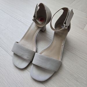 Elegant Beige Ankle Strap Heels